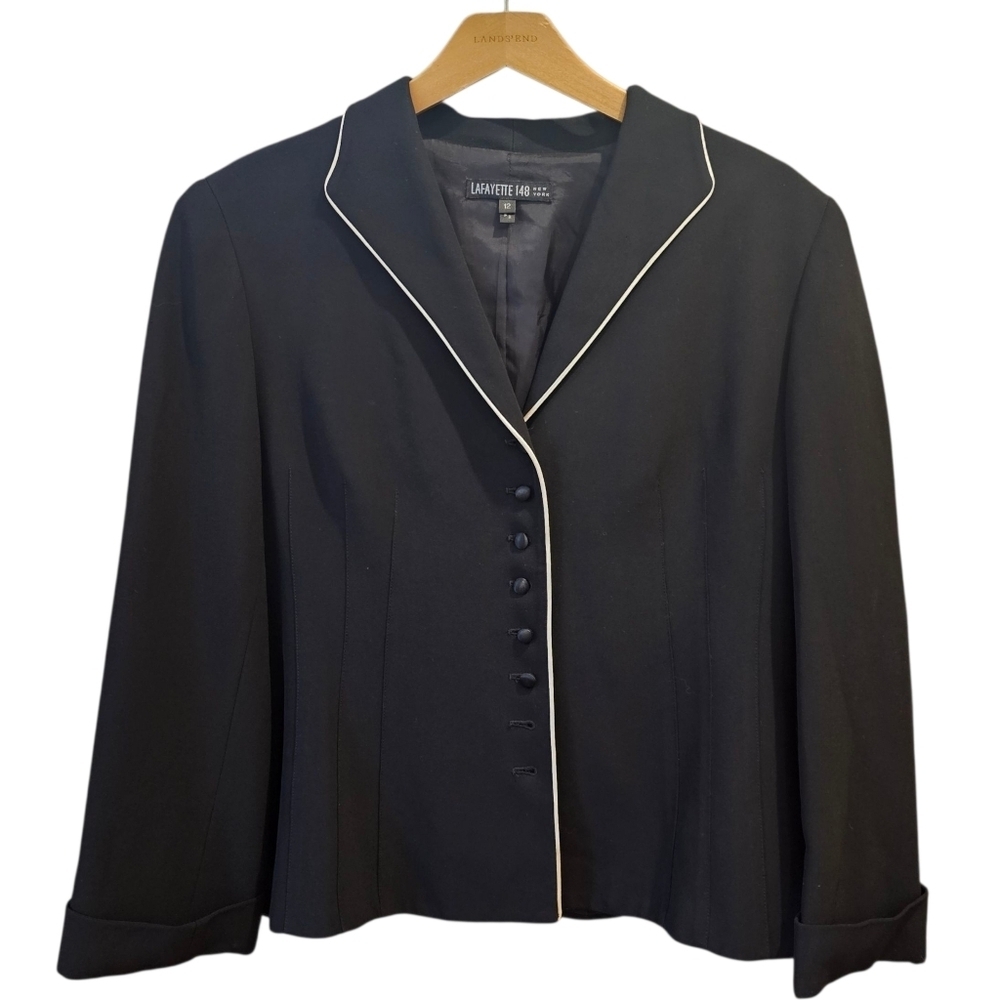 Vintage Lafayette 148 Black Padded Shoulder Blazer